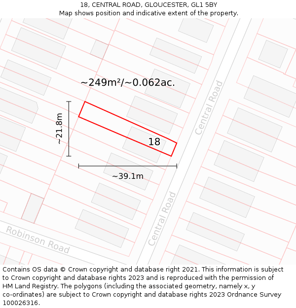 18, CENTRAL ROAD, GLOUCESTER, GL1 5BY: Plot and title map