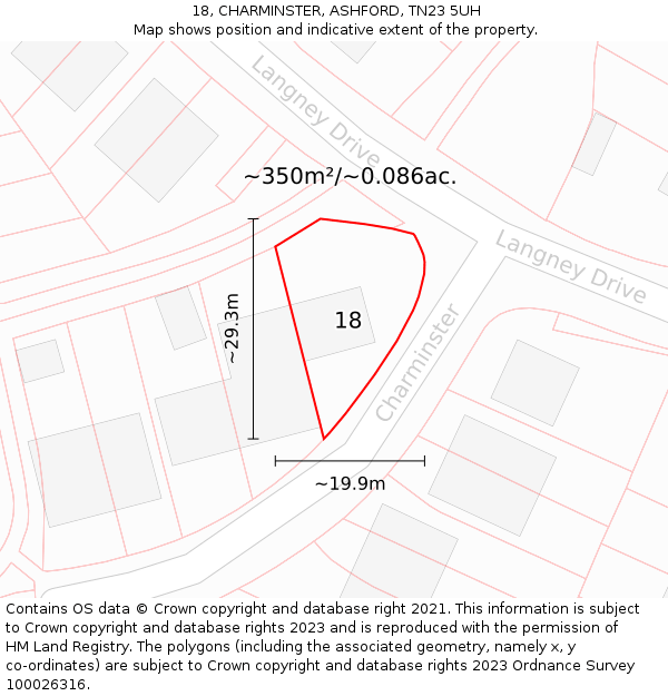 18, CHARMINSTER, ASHFORD, TN23 5UH: Plot and title map