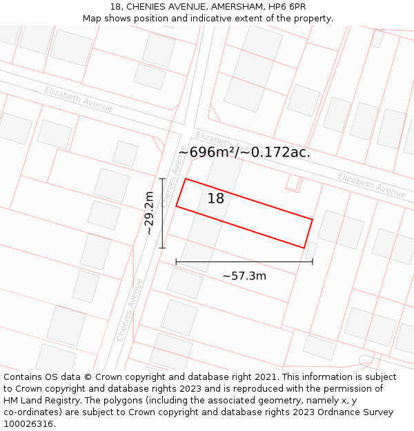 18, CHENIES AVENUE, AMERSHAM, HP6 6PR: Plot and title map