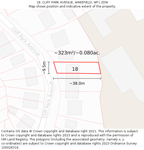 18, CLIFF PARK AVENUE, WAKEFIELD, WF1 2DW: Plot and title map