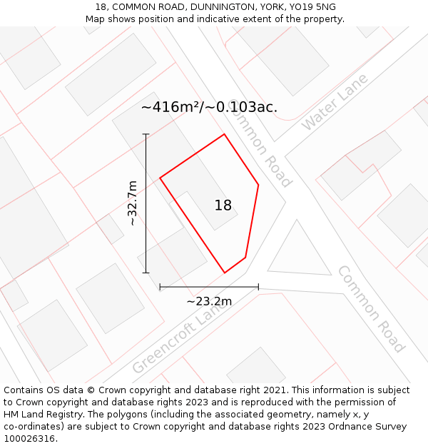 18, COMMON ROAD, DUNNINGTON, YORK, YO19 5NG: Plot and title map