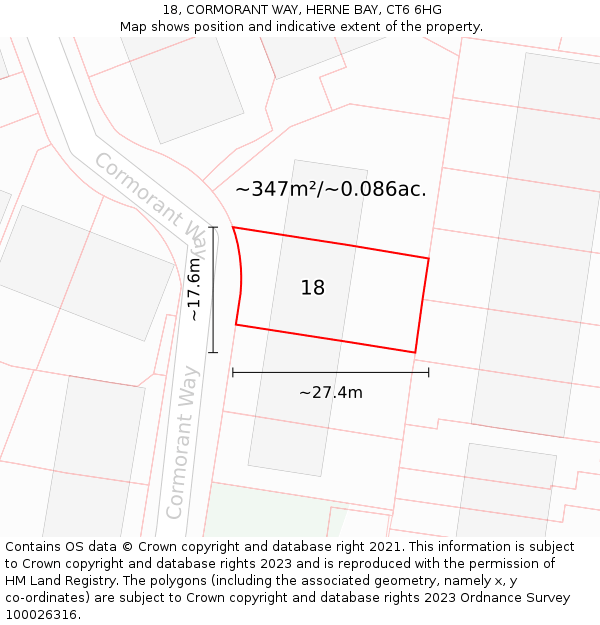 18, CORMORANT WAY, HERNE BAY, CT6 6HG: Plot and title map