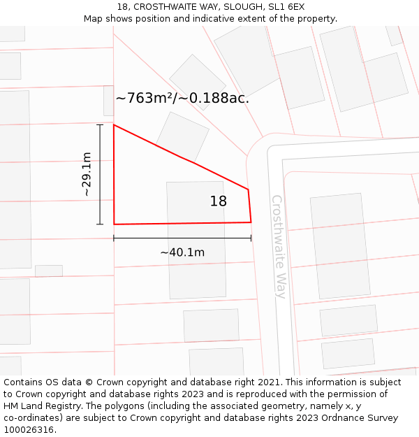 18, CROSTHWAITE WAY, SLOUGH, SL1 6EX: Plot and title map