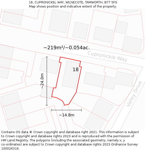 18, CUPRONICKEL WAY, WILNECOTE, TAMWORTH, B77 5FS: Plot and title map