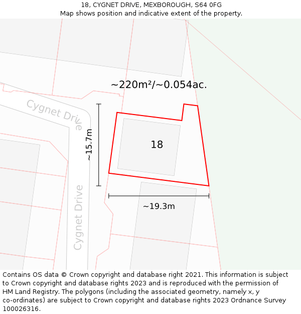 18, CYGNET DRIVE, MEXBOROUGH, S64 0FG: Plot and title map
