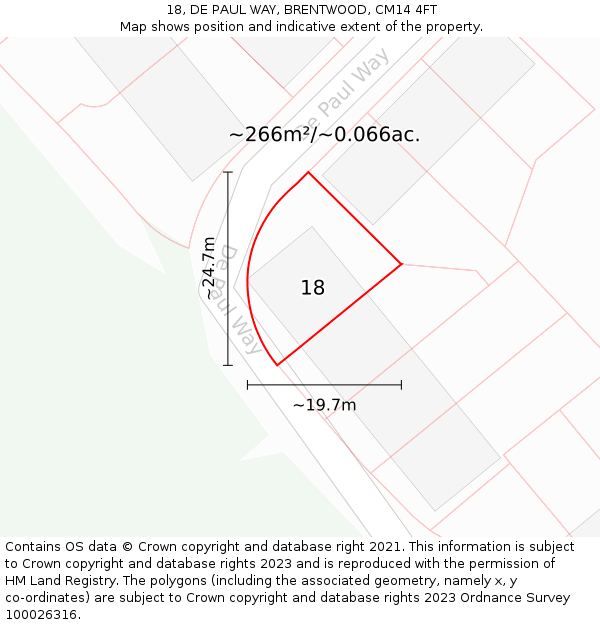 18, DE PAUL WAY, BRENTWOOD, CM14 4FT: Plot and title map