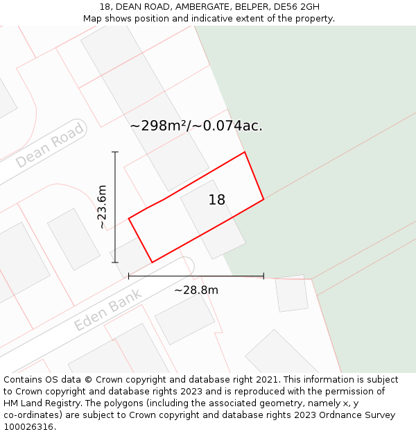 18, DEAN ROAD, AMBERGATE, BELPER, DE56 2GH: Plot and title map