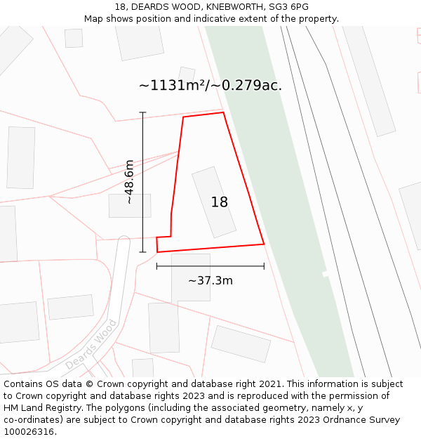 18, DEARDS WOOD, KNEBWORTH, SG3 6PG: Plot and title map