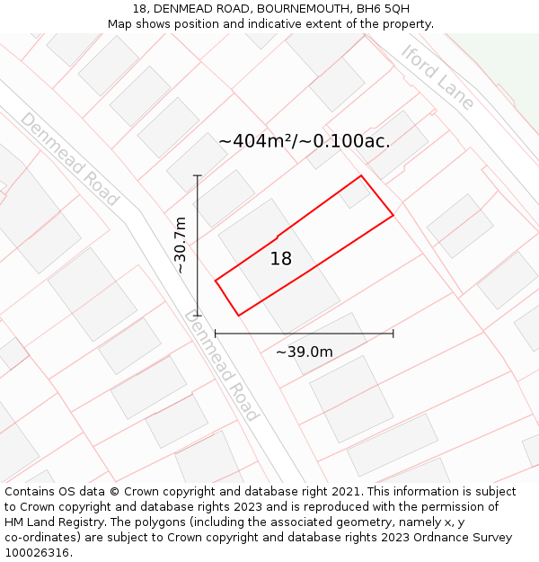 18, DENMEAD ROAD, BOURNEMOUTH, BH6 5QH: Plot and title map