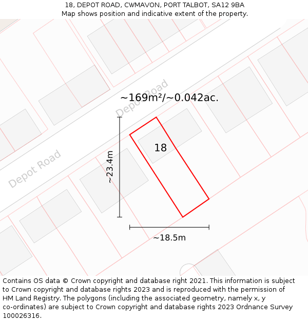 18, DEPOT ROAD, CWMAVON, PORT TALBOT, SA12 9BA: Plot and title map