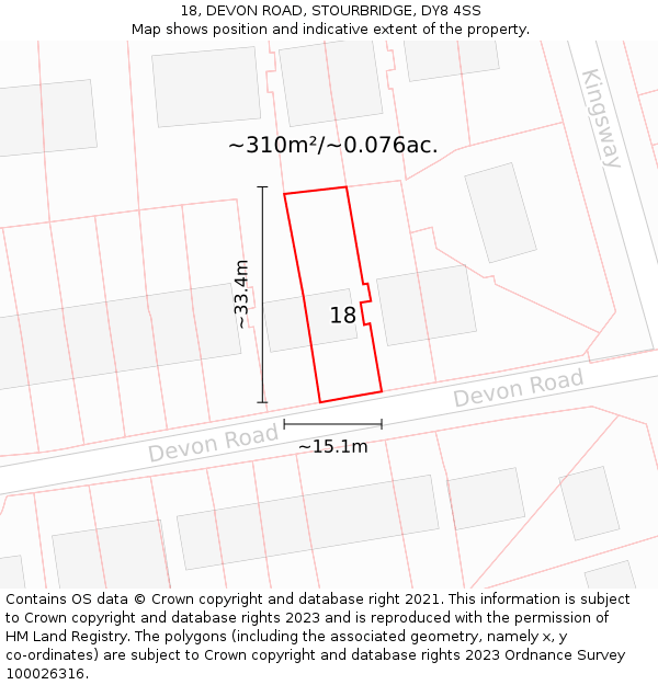 18, DEVON ROAD, STOURBRIDGE, DY8 4SS: Plot and title map