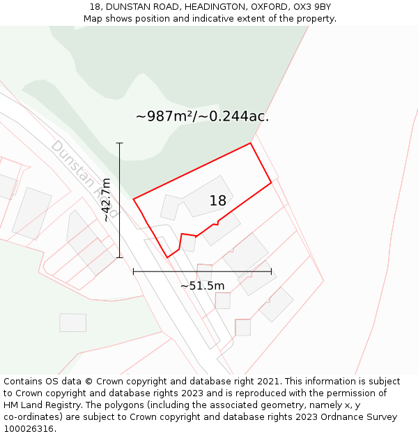 18, DUNSTAN ROAD, HEADINGTON, OXFORD, OX3 9BY: Plot and title map