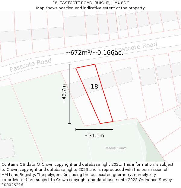 18, EASTCOTE ROAD, RUISLIP, HA4 8DG: Plot and title map