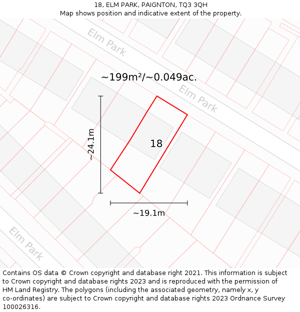 18, ELM PARK, PAIGNTON, TQ3 3QH: Plot and title map