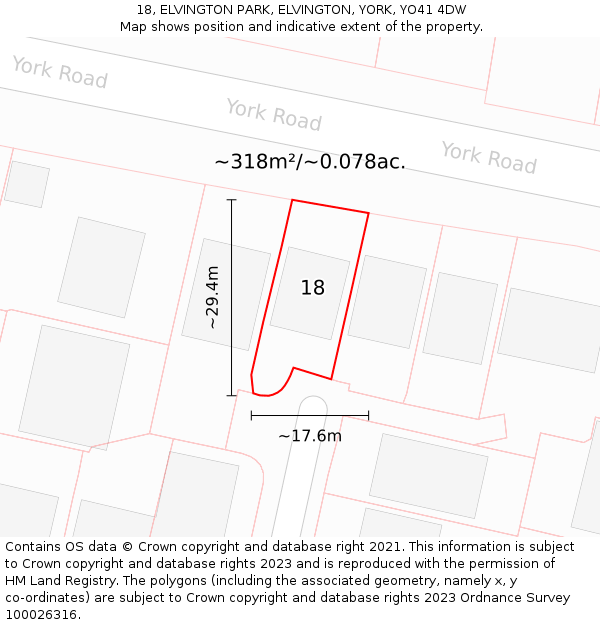 18, ELVINGTON PARK, ELVINGTON, YORK, YO41 4DW: Plot and title map