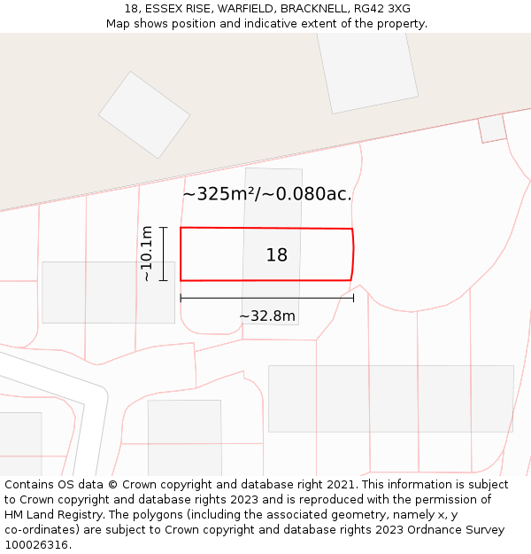 18, ESSEX RISE, WARFIELD, BRACKNELL, RG42 3XG: Plot and title map