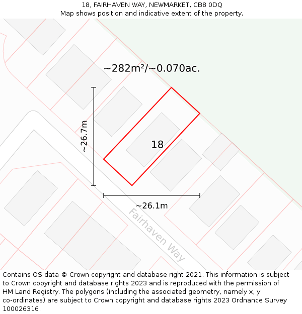 18, FAIRHAVEN WAY, NEWMARKET, CB8 0DQ: Plot and title map