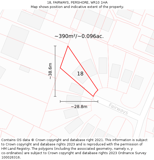 18, FAIRWAYS, PERSHORE, WR10 1HA: Plot and title map