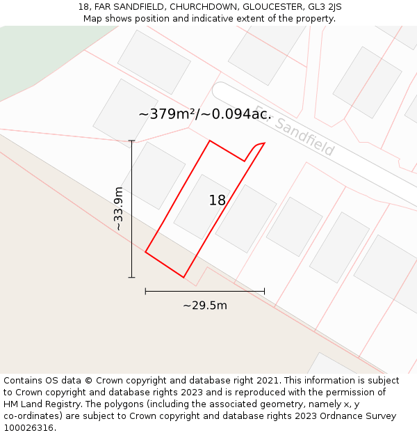 18, FAR SANDFIELD, CHURCHDOWN, GLOUCESTER, GL3 2JS: Plot and title map