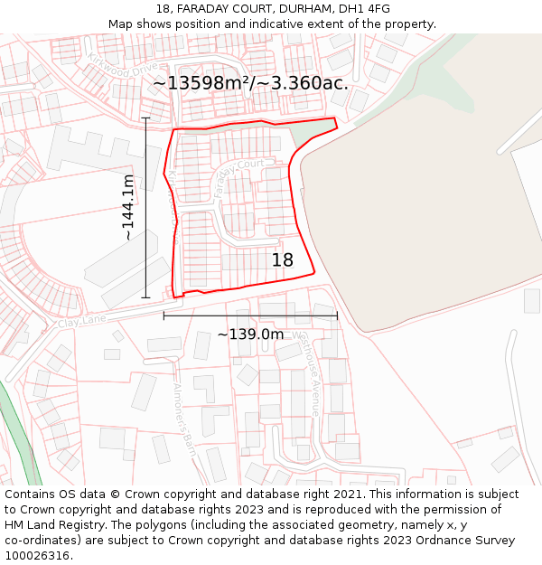 18, FARADAY COURT, DURHAM, DH1 4FG: Plot and title map