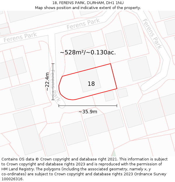 18, FERENS PARK, DURHAM, DH1 1NU: Plot and title map