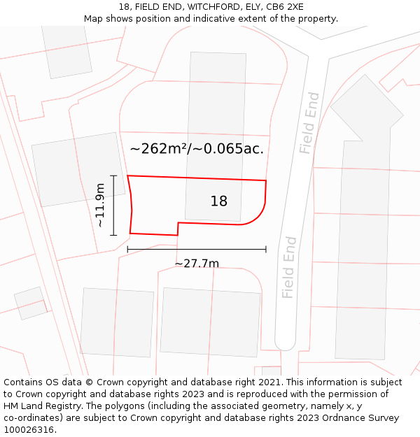 18, FIELD END, WITCHFORD, ELY, CB6 2XE: Plot and title map