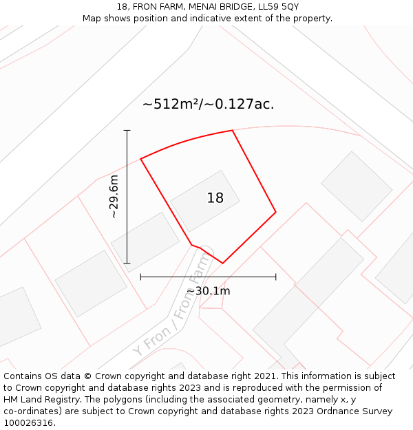 18, FRON FARM, MENAI BRIDGE, LL59 5QY: Plot and title map