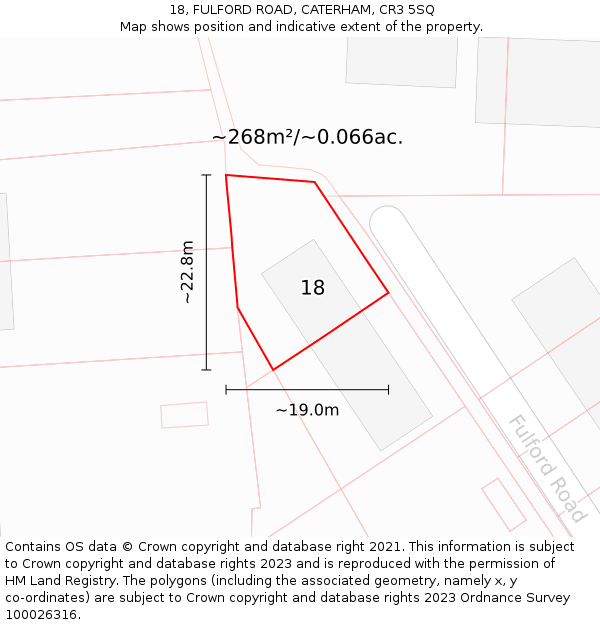 18, FULFORD ROAD, CATERHAM, CR3 5SQ: Plot and title map