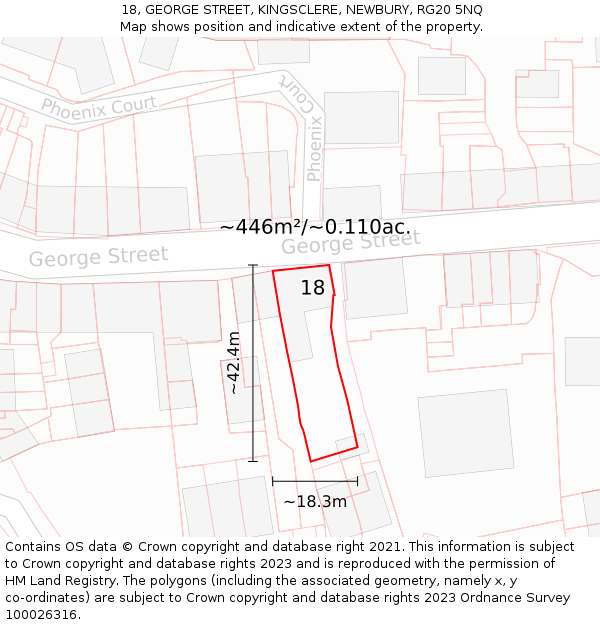 18, GEORGE STREET, KINGSCLERE, NEWBURY, RG20 5NQ: Plot and title map