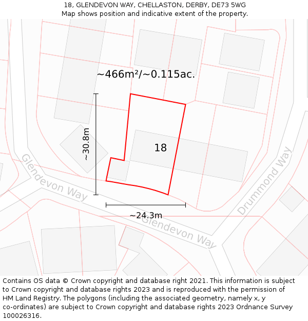 18, GLENDEVON WAY, CHELLASTON, DERBY, DE73 5WG: Plot and title map