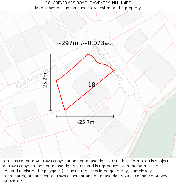 18, GREYFRIARS ROAD, DAVENTRY, NN11 4RS: Plot and title map