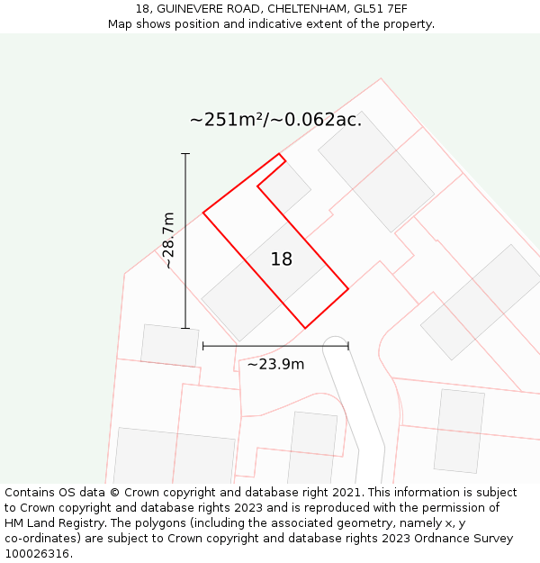 18, GUINEVERE ROAD, CHELTENHAM, GL51 7EF: Plot and title map