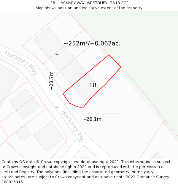 18, HACKNEY WAY, WESTBURY, BA13 2GF: Plot and title map