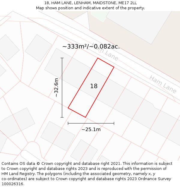 18, HAM LANE, LENHAM, MAIDSTONE, ME17 2LL: Plot and title map