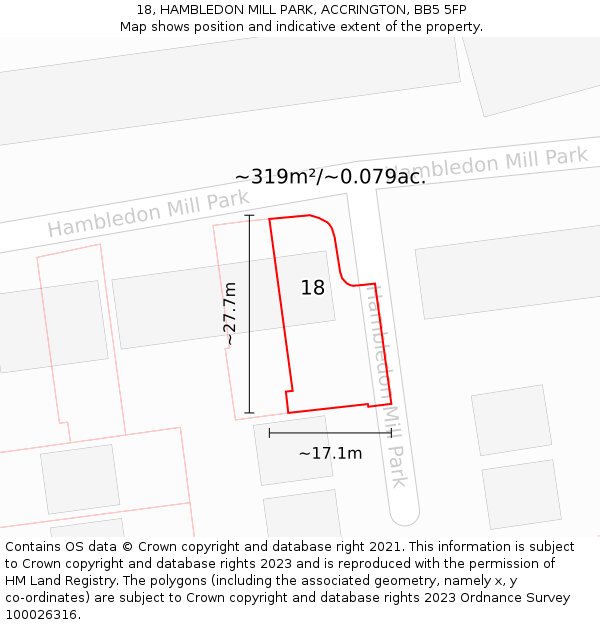 18, HAMBLEDON MILL PARK, ACCRINGTON, BB5 5FP: Plot and title map