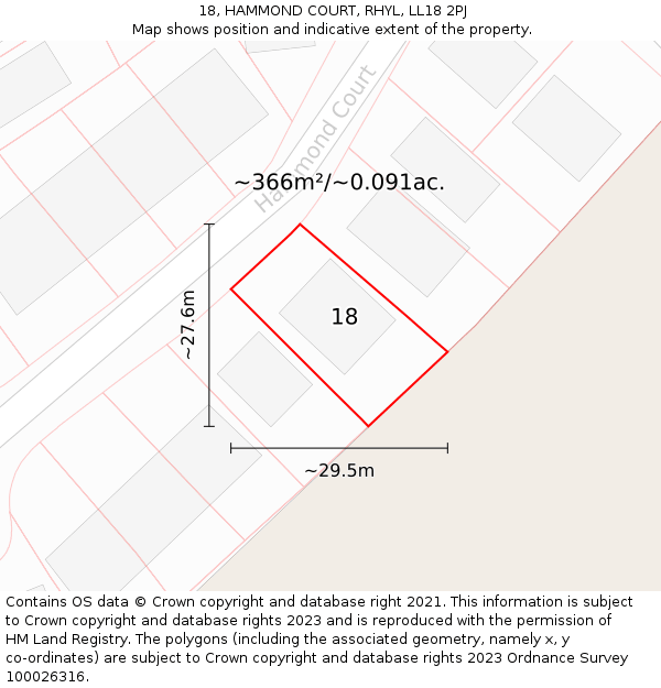 18, HAMMOND COURT, RHYL, LL18 2PJ: Plot and title map