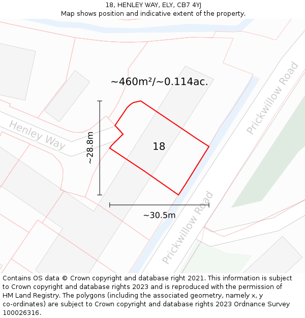 18, HENLEY WAY, ELY, CB7 4YJ: Plot and title map