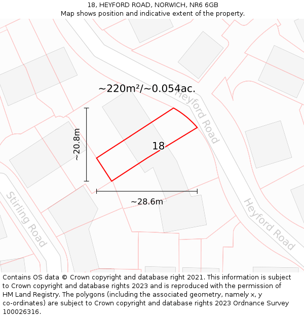 18, HEYFORD ROAD, NORWICH, NR6 6GB: Plot and title map