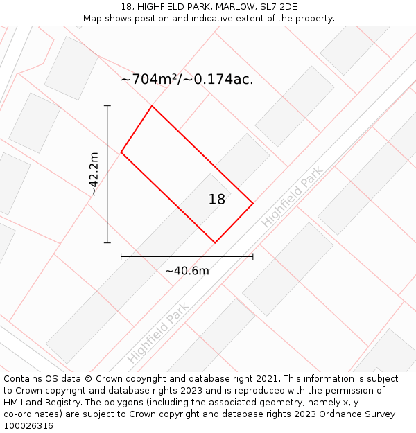 18, HIGHFIELD PARK, MARLOW, SL7 2DE: Plot and title map