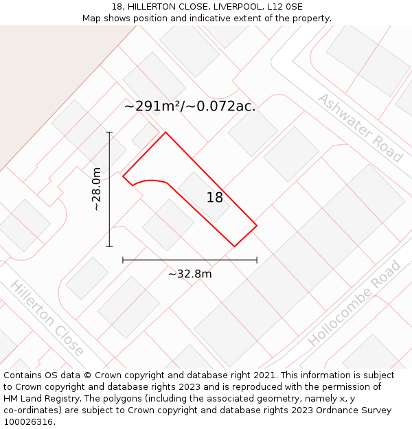 18, HILLERTON CLOSE, LIVERPOOL, L12 0SE: Plot and title map