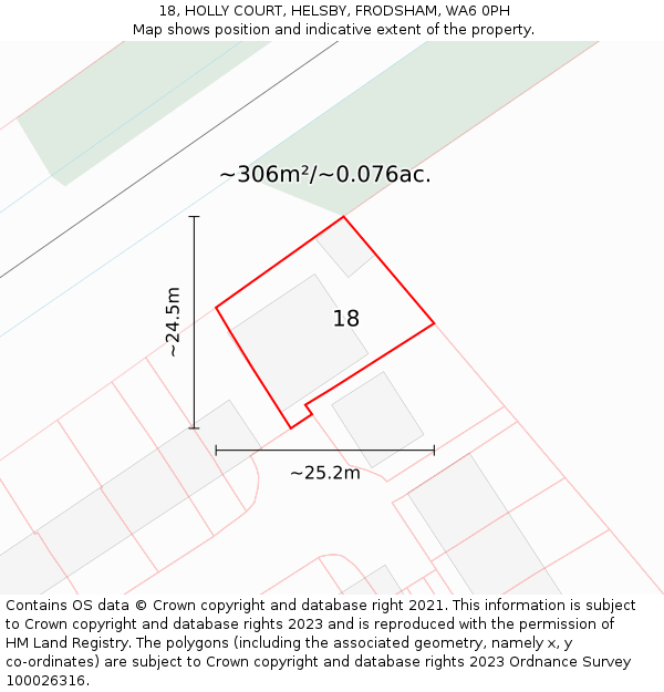 18, HOLLY COURT, HELSBY, FRODSHAM, WA6 0PH: Plot and title map