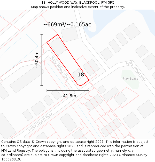 18, HOLLY WOOD WAY, BLACKPOOL, FY4 5FQ: Plot and title map