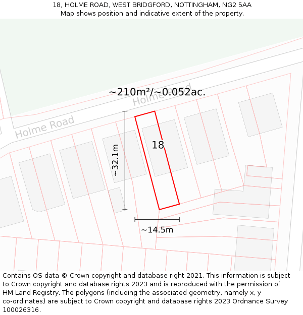 18, HOLME ROAD, WEST BRIDGFORD, NOTTINGHAM, NG2 5AA: Plot and title map