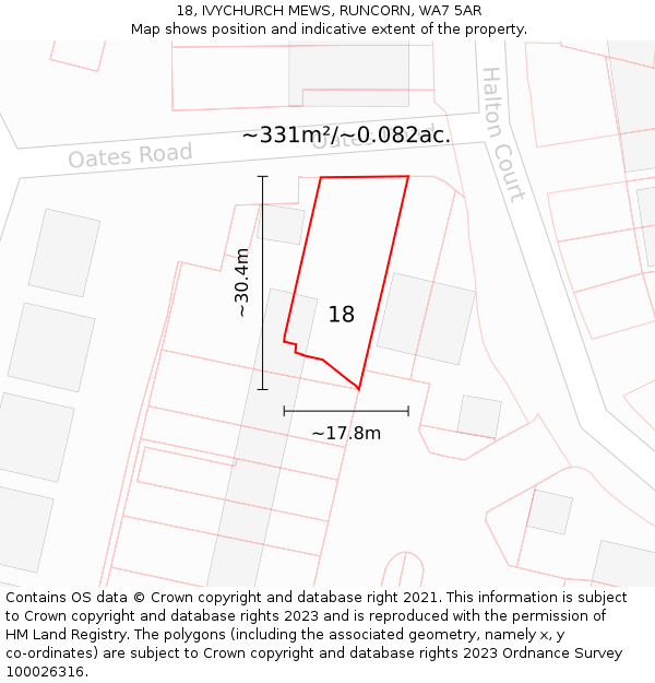 18, IVYCHURCH MEWS, RUNCORN, WA7 5AR: Plot and title map