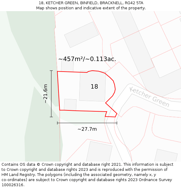 18, KETCHER GREEN, BINFIELD, BRACKNELL, RG42 5TA: Plot and title map