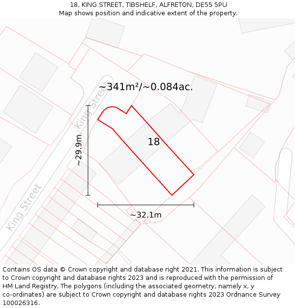 18, KING STREET, TIBSHELF, ALFRETON, DE55 5PU: Plot and title map