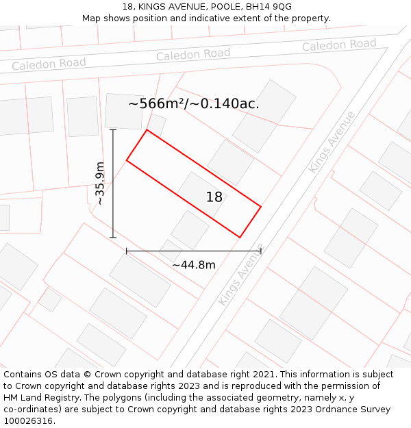 18, KINGS AVENUE, POOLE, BH14 9QG: Plot and title map