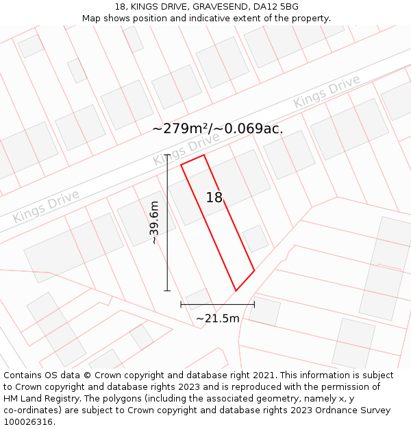 18, KINGS DRIVE, GRAVESEND, DA12 5BG: Plot and title map