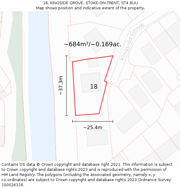 18, KINGSIDE GROVE, STOKE-ON-TRENT, ST4 8UU: Plot and title map