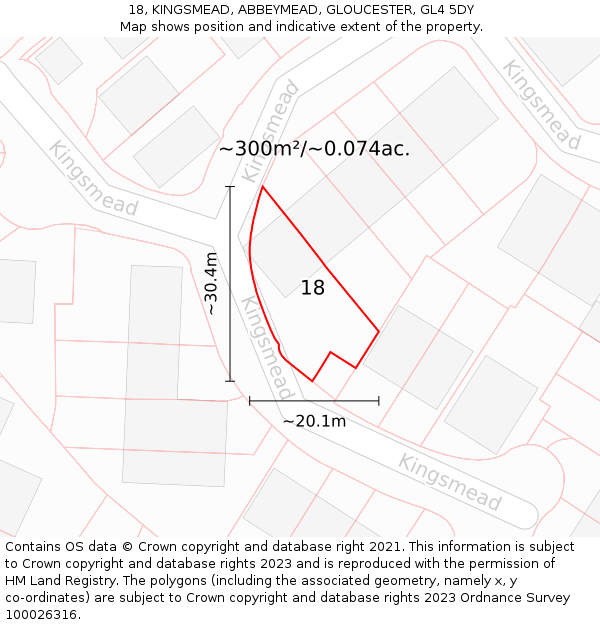 18, KINGSMEAD, ABBEYMEAD, GLOUCESTER, GL4 5DY: Plot and title map